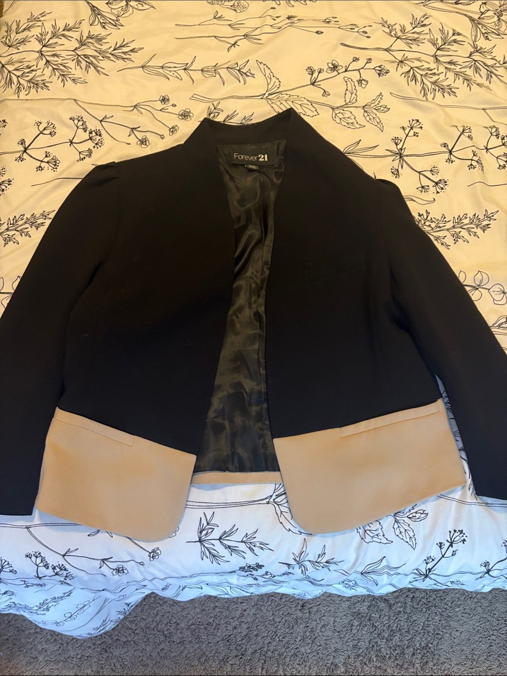 Forever 21 Black Blazer with Tan Hem Panel